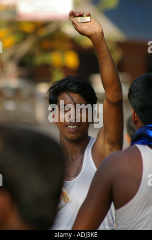 Trivandrum Thiruvananthapuram Kerala Portrait young Indian drummer festival Stock Photo