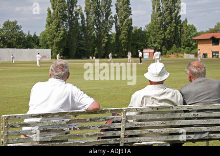 Spectators watching village cricket Stock Photo