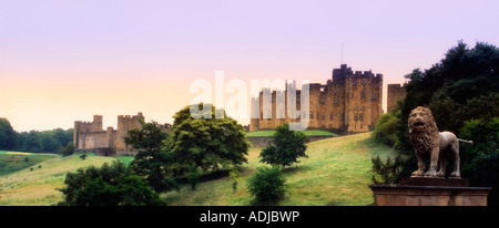 Alnwick castle from the Lion Bridge Northumberland England Stock Photo