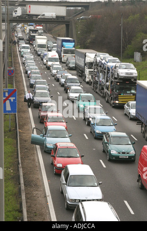 A traffic jam on the M25 motorway Stock Photo