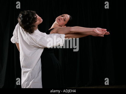 ballet couple ballerina dancer actress actor player stage theatre boy man stage performance national ballet opera theater Stock Photo