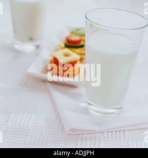 canape finger food milk fruit cheese vegetable cup Stock Photo