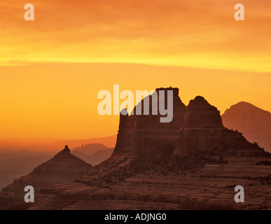 Sillouetted rocks near Sedona Arizona with sunset Stock Photo