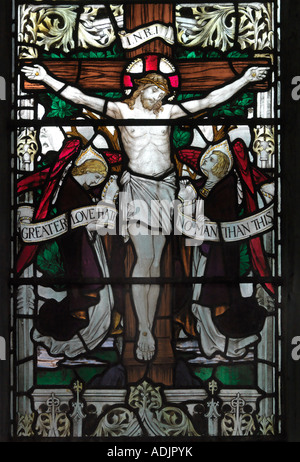 Salisbury Wiltshire England Church of St Thomas Becket  Crucifixion Christ on the Cross Wearing a Crown of Thorns Stock Photo