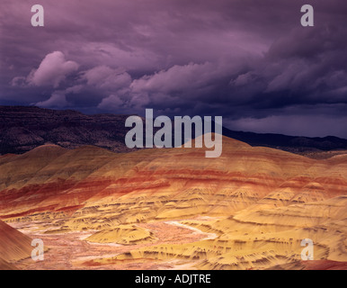 Painted Hills with storm clouds John Day Fossil Beds National Monument Oregon Stock Photo