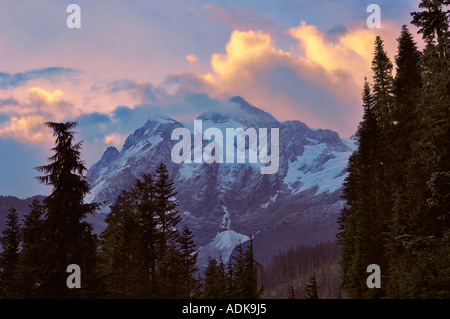 Mt Shuksan after first snowfall in fall Washington Stock Photo