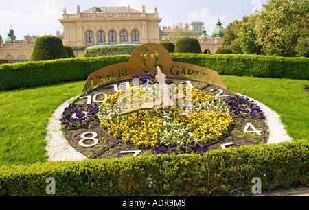The Flower Clock In front of kursalon Stadtpark in Vienna, Austria Stock Photo