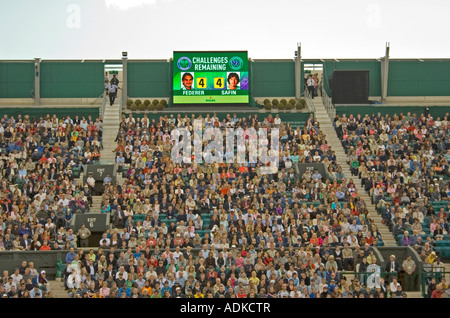 The scoreboard on court twelve displays the fifth set tie break for the  John Peers and Henri Kontinen against Joe Salisbury and Rajeev Ram mens  doubles match on day eight of the