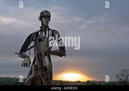 One of the large metal figures in Maurice Harron’s sculpture ‘Let the Dance Begin’ between border towns of Strabane and Lifford. Stock Photo