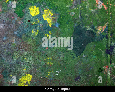 "Paint splashes on the cement pavement outside a studio USA" Stock Photo