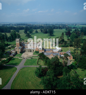 Somerleyton Hall Suffolk UK aerial view Splendid early Victorian mansion built in the Anglo Italian style by Sir Morton Peto Stock Photo