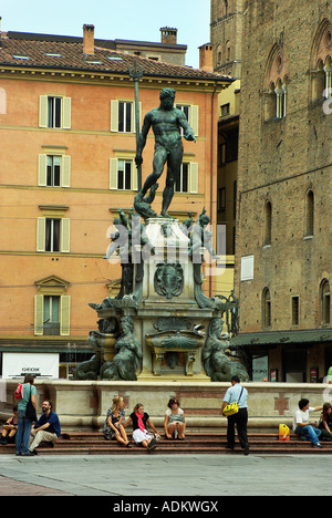 Bologna Italy Fontana del Nettuno, Neptune Fountain in Piazza del Nettuno in the hostoric centre of Bologna Stock Photo