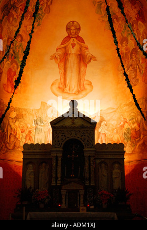 Interior of Church of the Sacred Heart in village of Dreznica near Kobarid Slovenia Stock Photo