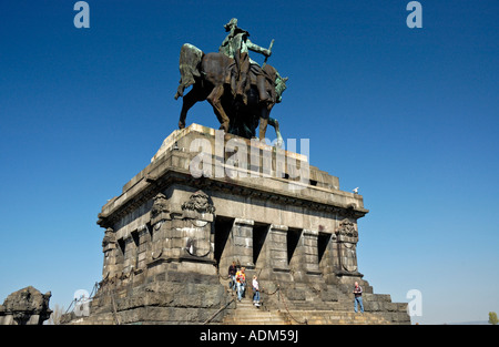 The Kaiser Wilhelm Monument at Deutsches Eck, Koblenz, Germany. Stock Photo