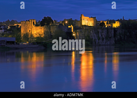 Chepstow Castle at Dusk Monmouthshire South East Wales UK Stock Photo