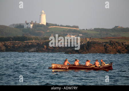 Gig rowing off St Agnes, Isles of Scilly, England, UK Stock Photo