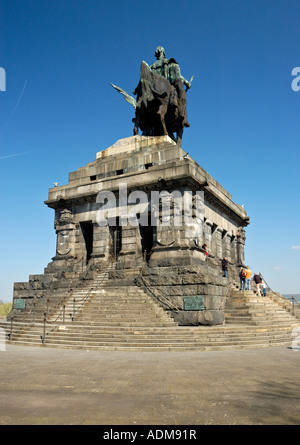 The Kaiser Wilhelm Monument at Deutsches Eck, Koblenz, Germany. Stock Photo