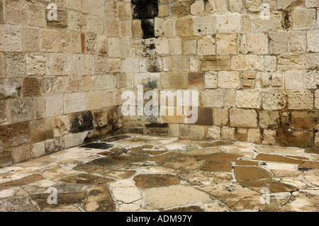 Corner of ancient stone walls background texture sandstone Stock Photo