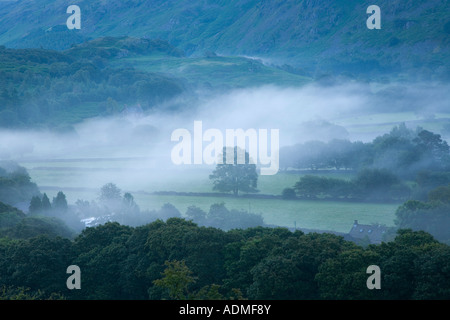 Eskdale in mist Lake District National Park Cumbria England Stock Photo