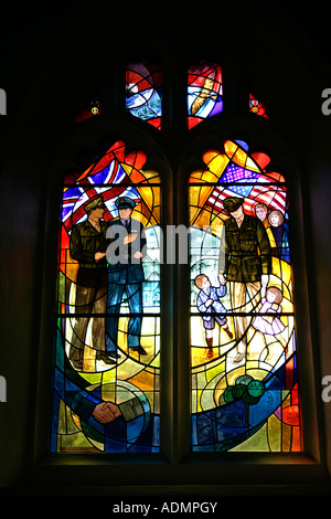 The Window of Friendship and Peace, Little Easton church, Essex East Anglia, England UK Stock Photo