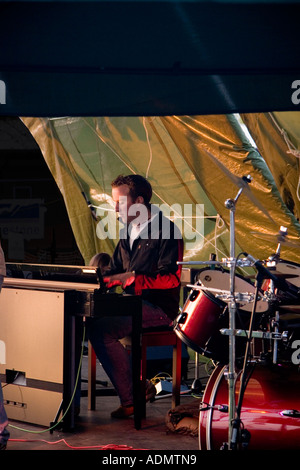 Richard Grace from the band Darwyn playing live at a music festival in Bishops Stortford, Hertfordshire, England Stock Photo