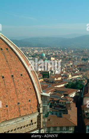 The Duomo Florence rooftops seen from the Campanile Tower Stock Photo