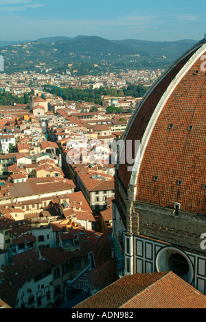 The Duomo Florence rooftops seen from the Campanile Tower Stock Photo