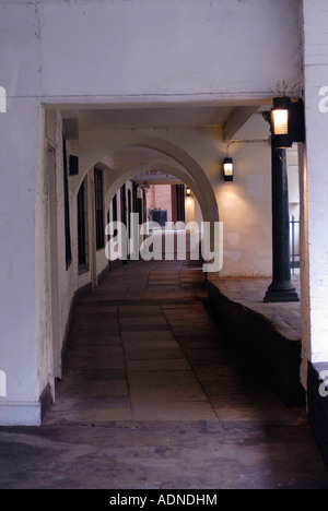 The Rows on Watergate Street The covered first floor walkways and shopping area known as The Rows in the historic city of Cheste Stock Photo