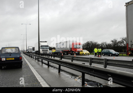 Motorway accident on the M1 Motorway Bedford England Stock Photo