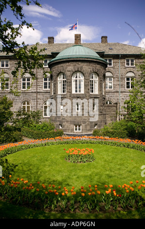 Althingi, the Icelandic parliament house and garden Stock Photo