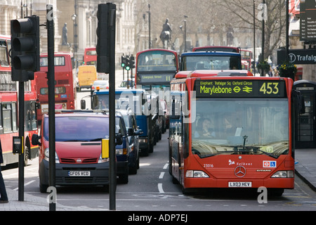 Traffic in Trafalgar Square London England United Kingdom Stock Photo