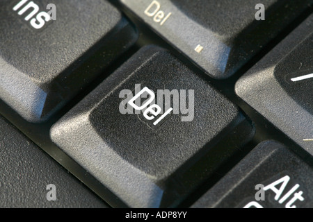 The delete key on a laptop computer. Stock Photo