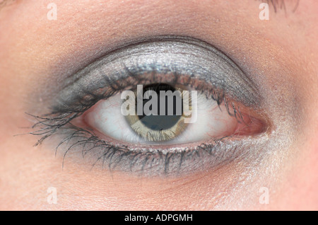 Extreme close up of womans eye with dramatic make up Stock Photo
