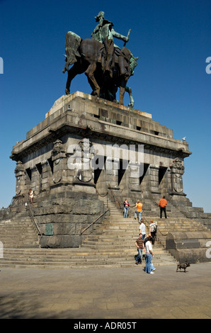 The Kaiser Wilhelm Monument at Deutsches Eck, Koblenz, Germany. Stock Photo