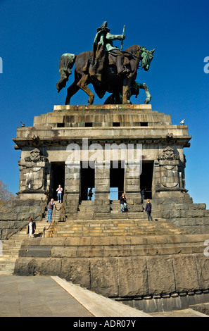 The Kaiser Wilhelm Monument at Deutsches Eck, Koblenz, Germany. Stock Photo