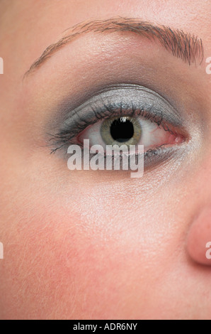 Close up of womans eye with dramatic make up Stock Photo