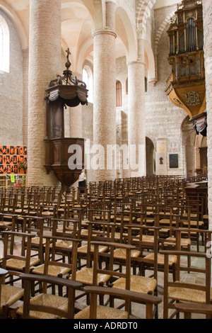 Interior of Eglise St Philibert Tournus France Stock Photo