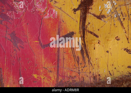 Industrial metal texture detail with scratched paint and rust. Stock Photo