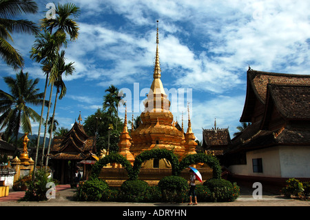 Buddhist temple of Dai people in in a village. Xishuanbanna, Yunnan Province, China. Stock Photo