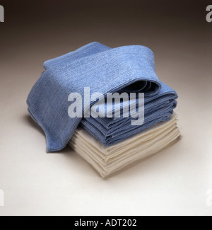 Blue and white hand towels Stock Photo