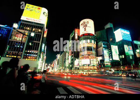 business district ginza night tokyo japan Stock Photo