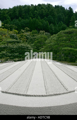An expanse of Siver sand at the Silver Zen garden at the silver temple in Kyoto Japan Asia Stock Photo