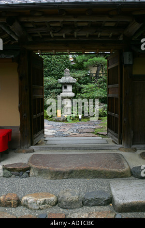 Entrance to a traditional Ryokan Inn hotel in the ancient Japanese city of Kyoto Asia Stock Photo