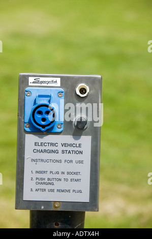 An electric car charging point at Bedzed the UK s largest eco village Beddington London UK Stock Photo