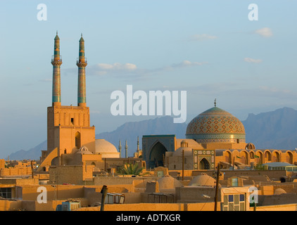 Sunset over ancient city of Yazd Iran Stock Photo