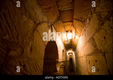 A passageway inside the bell tower of Tewkesbury Abbey, Tewkesbury ...