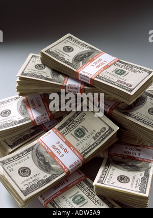 WADS OF 100 US DOLLARS BANKNOTES Stock Photo