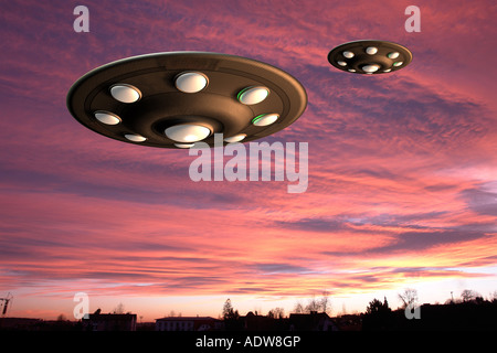 UFO landing Stock Photo