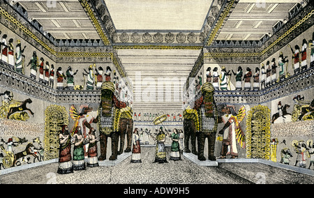 Reception hall in an Assyrian palace, Assyrian Empire, Mesopotamia ...
