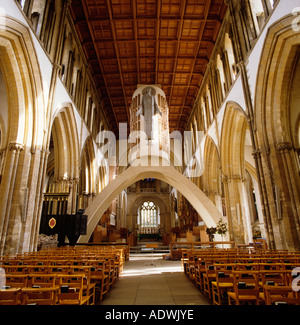 Wales Cardiff Llandaff Cathedral interior showing Epsteins Christ in Majesty Stock Photo